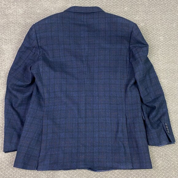 Peter Millar Windowpane Blazer Sport Coat Men's 42R Fit 42S Blue Soft Wool Plaid - Picture 5 of 16